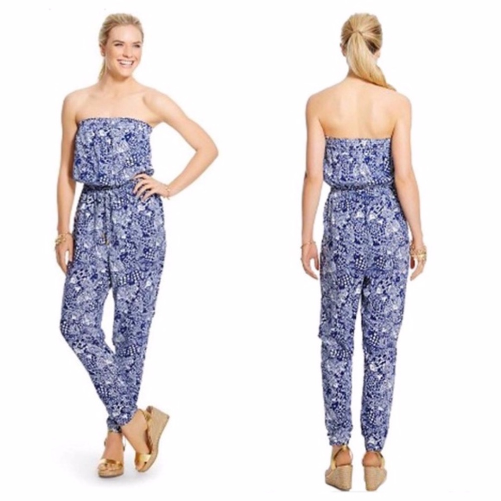 Lilly Pulitzer Target Upstream Fish Strapless Jumpsuit Romper Womens